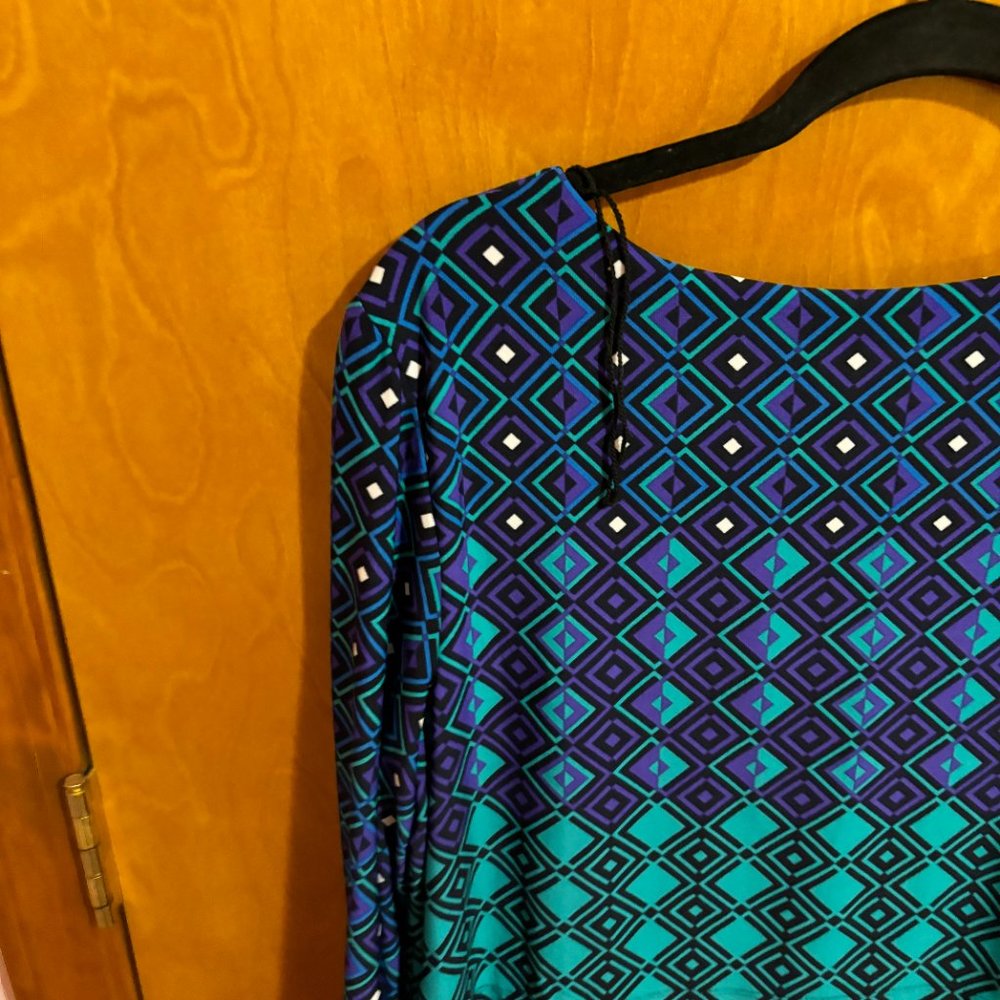 Ronnie Nichole Vibrant Diamond Green Purple Black Dress  Size‎ 14 - Picture 11 of 15
